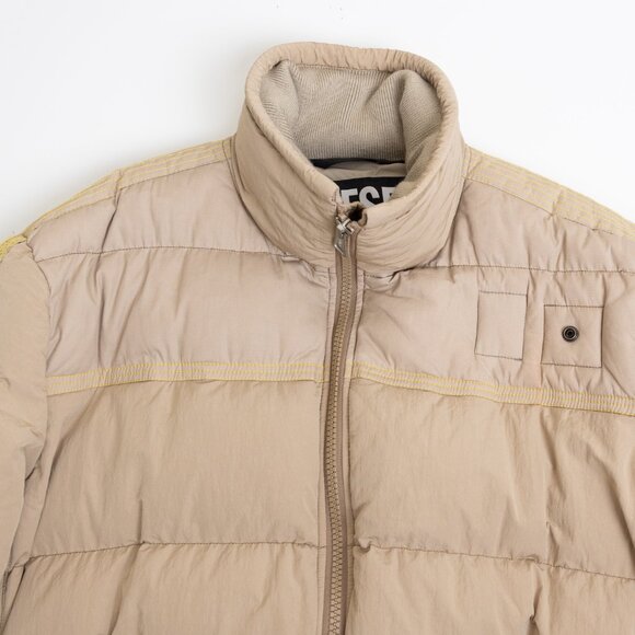 Diesel Puffer Jacket W-Briggs Padded Brown Beige Brushed Nylon Large - Picture 4 of 15
